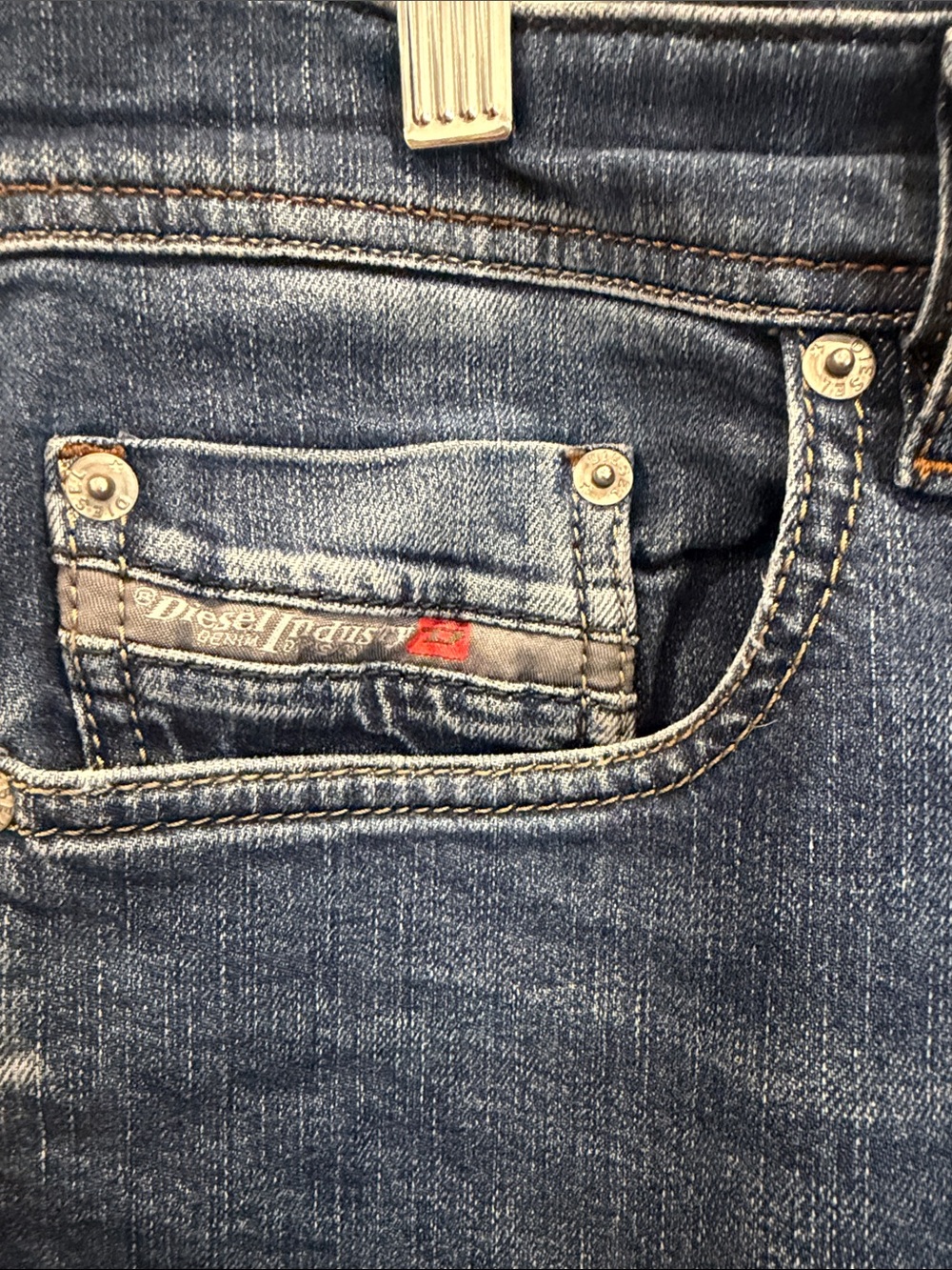 Diesel Men's Faded Blue Slim Straight Jeans